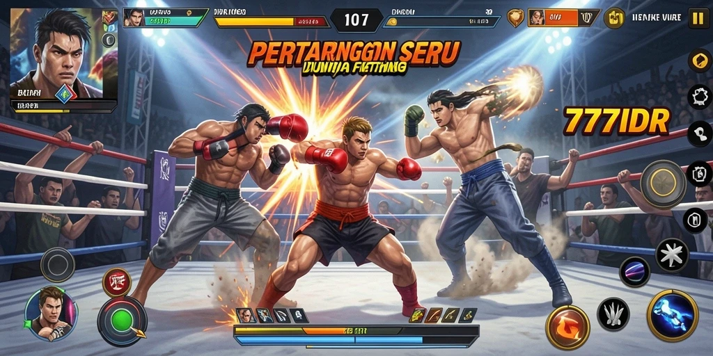Tangkapan layar <strong>777IDR</strong> menampilkan aksi pertarungan yang intens dan grafis menawan.
