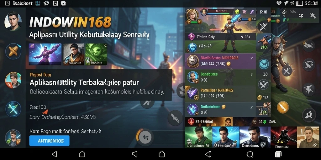 Tampilan utama aplikasi INDOWIN168 yang menunjukkan fitur optimasi.