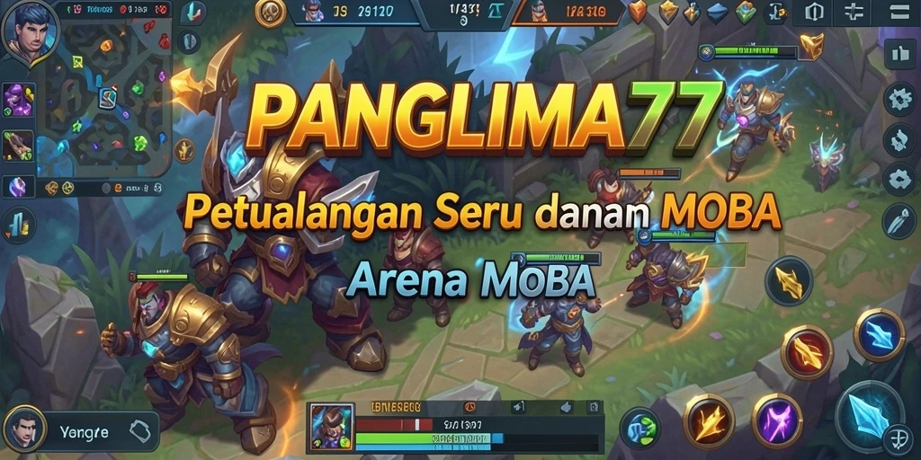Tampilan gameplay menarik dalam arena MOBA PANGLIMA77.